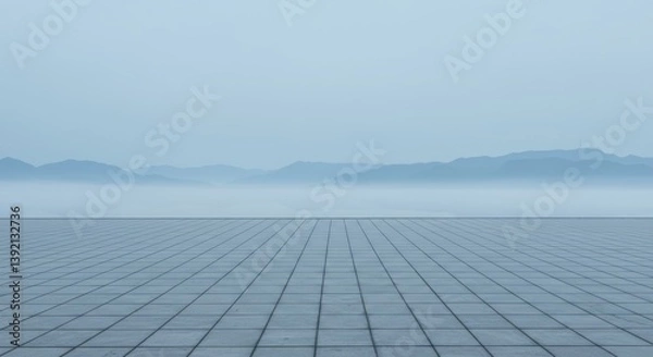 Obraz Tranquil Composition: Clear Sky and Infinite Floor Perspective