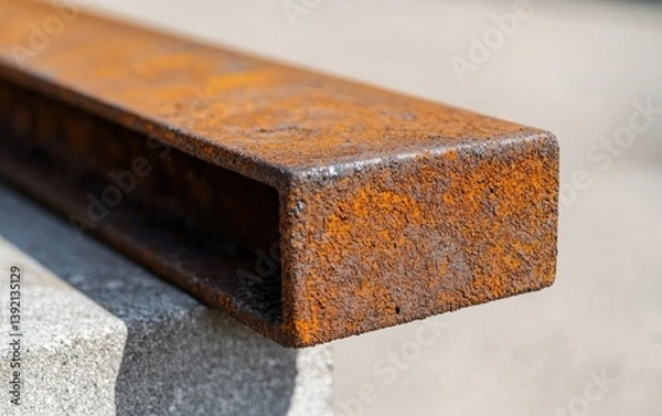 Fototapeta Rusty Rectangular Metal Beam Close-Up