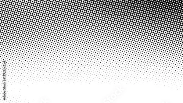 Fototapeta Black Dotted Texture on White Background . Modern Vector Art . Old Paper Effect with Comic Texture . Abstract Wall Design . Grunge Comic Texture Overlay . Vintage Paper Look