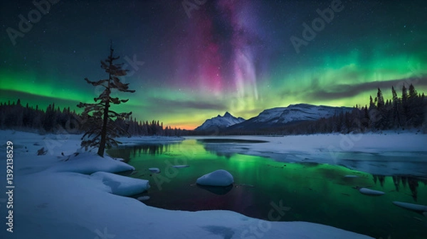 Fototapeta sunset over the river