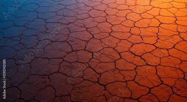Fototapeta Parched Earth: A Gradient of Drought AI Generated