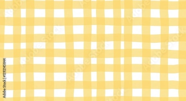 Fototapeta Pastel Gingham Delight Watercolor Texture Yellow Gingham Pattern Soft Hues Hand Painted Gingham Seamless Design Watercolor Check Pattern Gentle Yellow Subtle Yellow Gingham Background AI Generated