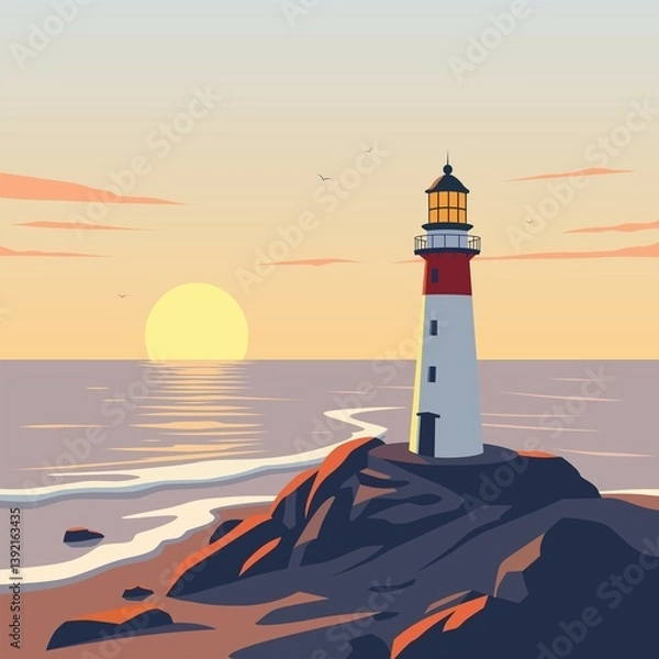 Fototapeta lighthouse in the sunset