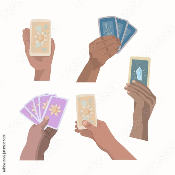 Fototapeta Vector isolated illustration of a set of tarot card spreads.