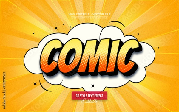 Fototapeta Yellow comic style text effect editable