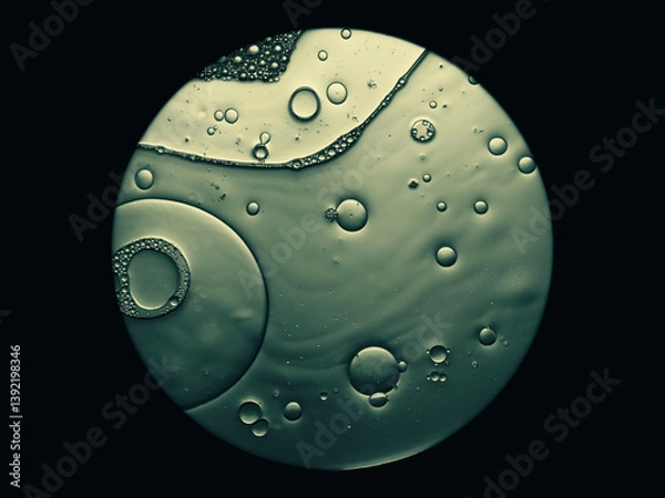 Fototapeta microscope view of cells or air bubbles in liquid, science background