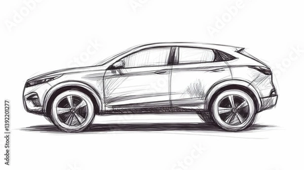 Fototapeta sketch drawing of a car illustration