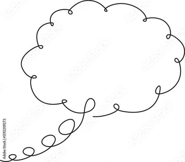 Obraz continuous single line drawing of a thought bubble, line art vector illustration