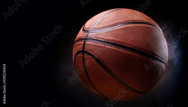 Fototapeta 黒背景に浮かぶバスケットボール