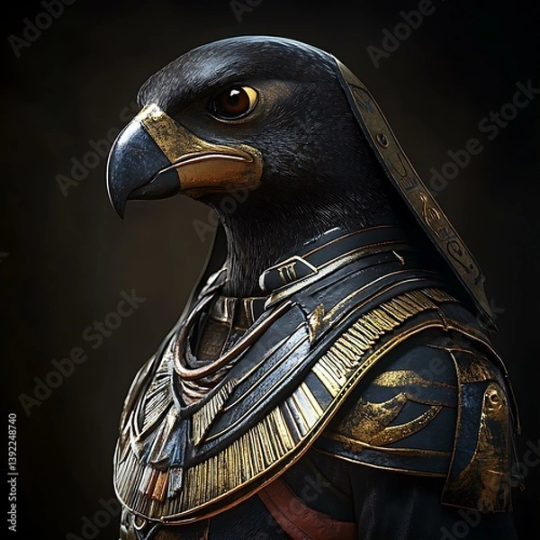 Fototapeta Horus, God of the Sky, Majestic Falcon Deity of excellence in splendor beyond compare with grace