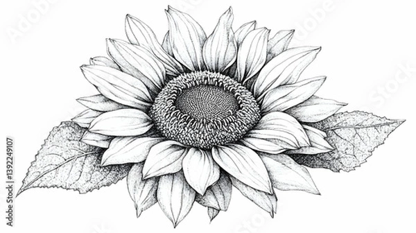 Fototapeta sunflower drawing illustration