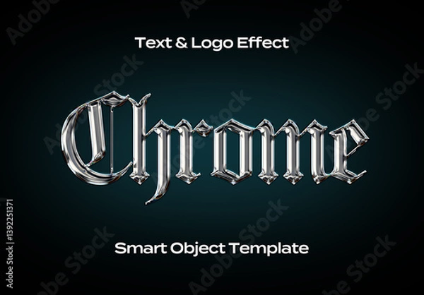 Fototapeta Chrome Transparent Black Text Logo Style Effect Mockup Logotype Template Shape