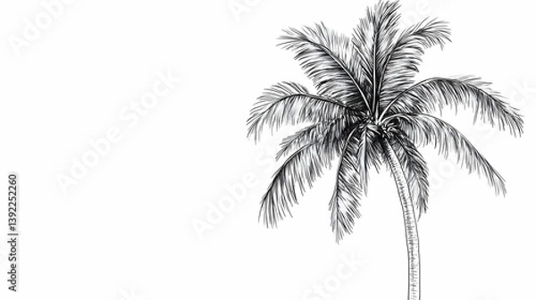 Fototapeta palm tree drawing illustration