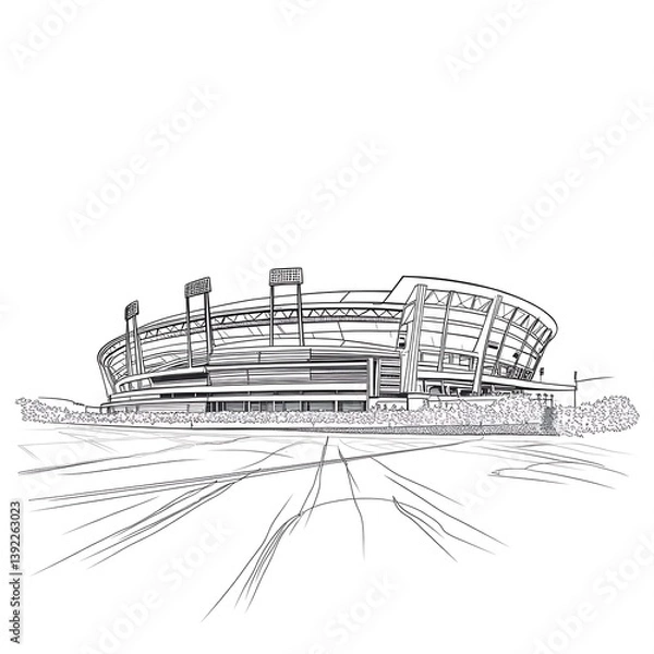 Fototapeta Stadium Architectural Drawing of excellence in splendor beyond compare with grace in style