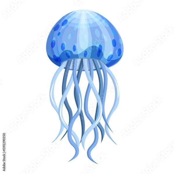 Obraz A jellyfish in blue tones, isolated on a white background.Vector illustration of a marine animal.