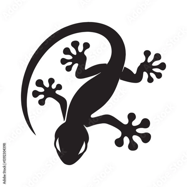 Fototapeta Graceful Gecko silhouette, a master of camouflage – Gecko illustration – Minimalist Gecko vector – Lizard silhouette

