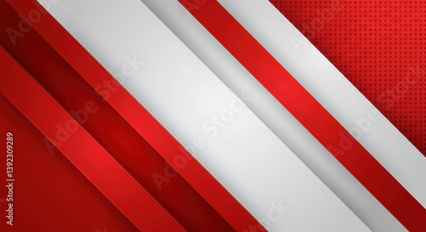 Fototapeta Modern Red & White Abstract Background: Geometric Lines, Minimalist Design, Clean Presentation, Textured Backdrop, Striking Visuals!