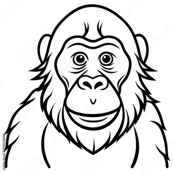 Obraz Continuous Line Orangutan Art in Vector