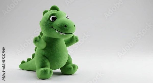 Fototapeta Sweet Little Dino: 3D Render AI Generated