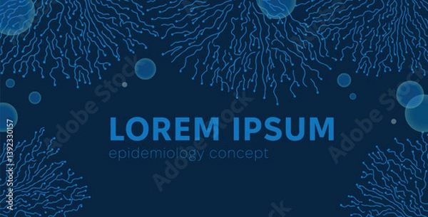 Fototapeta Mycelium roots pattern. Scientific medical banner template with Mold fungi pattern. Mycelium fungus Macro. Vector illustration.