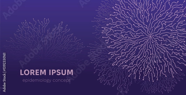 Fototapeta Mycelium roots pattern. Scientific medical banner template with Mold fungi pattern. Mycelium fungus Macro. Vector illustration.
