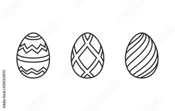 Fototapeta Easter egg. Easter set. Chicken egg. Symbol of the Easter holiday. Egg icon. Holiday icon. Food. Logo template. Breakfast. Protein. Chicken farm. Healthy food. Chicken egg with pattern. Christian