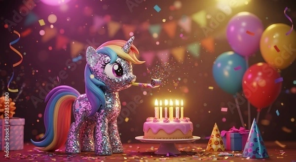 Fototapeta Rainbow Sparkle: A Birthday Wish Come True AI Generated