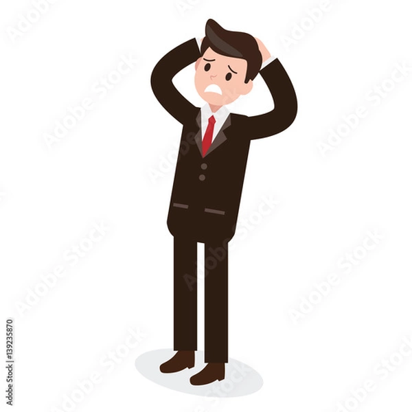 Obraz stress and serious businessman. a man with problem. business design concept. vector illustration.
