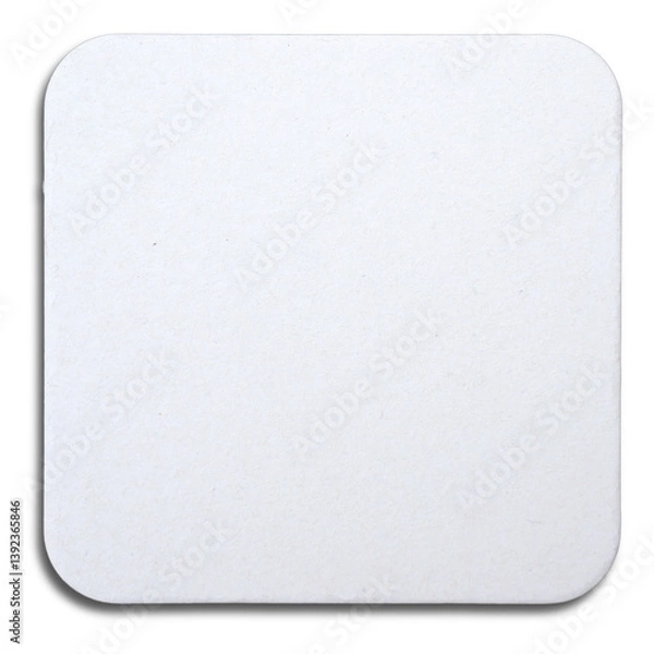Fototapeta A plain, square, white coaster or mat, designed for protecting surfaces from moisture or heat.