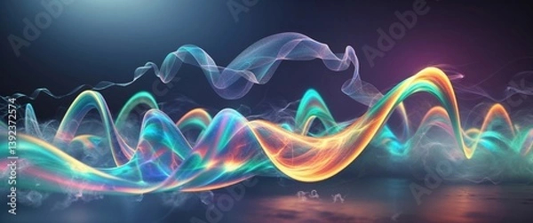 Fototapeta This design features vibrant, swirling waves in a spectrum of colors. The dynamic patterns evoke a sense of motion and energy, creating an engaging visual impact