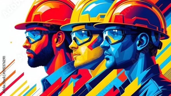 Fototapeta The background features an artistic blend of warm and cool watercolor splashes, including shades of red, orange, blue, and green