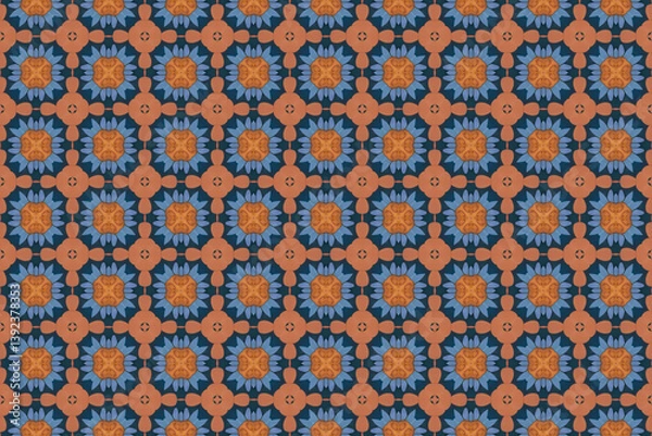 Fototapeta Seamless Graphic Geometric Interior Endless Background Wallpaper Tile Textile Digital Texture Fabric Cloth Fashion Template Design Decoration Luxury Art Symmetric Perspective Visual Shape Pattern.