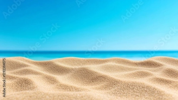 Fototapeta Warm sand to sky blue gradient beach inspired background soft natural flow for travel or summer themes 