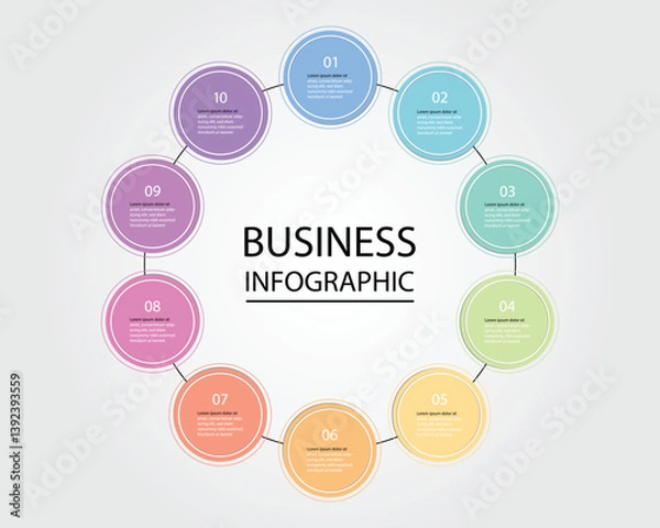 Fototapeta Business Infographic modern design template for banners and infographics for 10 circle step 