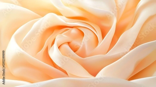 Fototapeta Soft peach-toned rose petals gracefully unfurling in an intricate spiral pattern, embodying elegance and tranquility in floral beauty