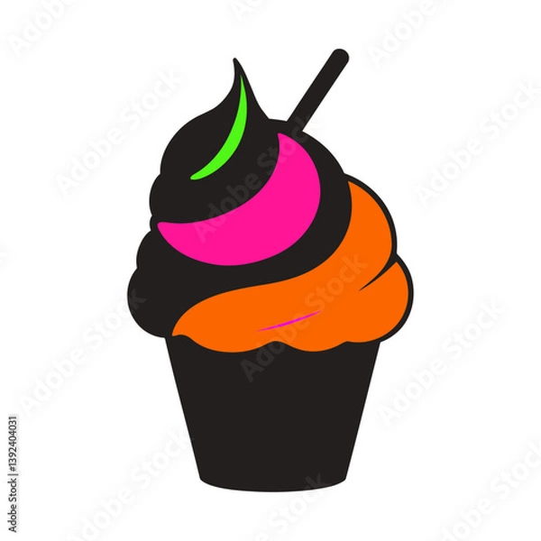 Obraz A black and white vector silhouette of an ice cream popsicle with a bite taken out of the corner on a white background