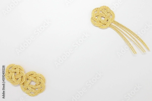 Fototapeta 梅結びのメッセージカード風素材　背景白色