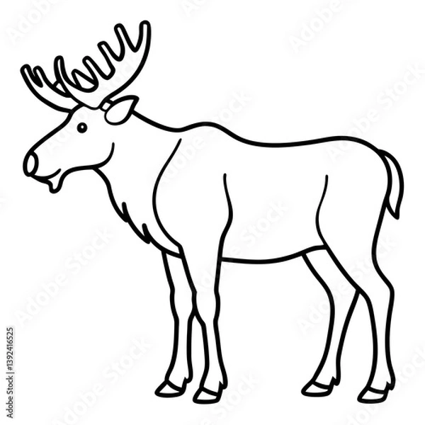 Fototapeta Moose Outline Art Vector Design