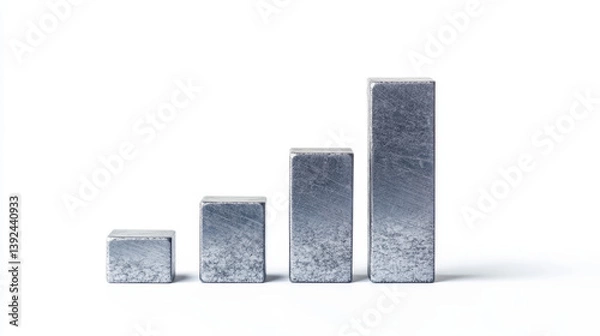 Obraz Metal blocks increasing in size industrial setting product display minimalist environment close-up view growth concept