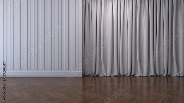 Fototapeta Empty room with wall background. 3D illustration, 3D rendering	