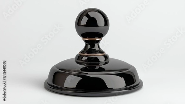 Fototapeta Black High Gloss Finial with Ornate Base on Light Gray Background