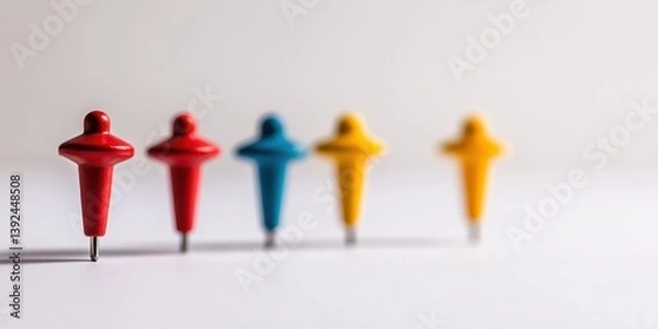 Fototapeta National Kickball Day Minimalist Organizational Strategy Vibrant Color-Coded Thumbtacks Showcasing Creative Workspace Design for Gen Z Productivity and Digital Collaboration