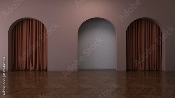 Fototapeta Empty room with wall background. 3D illustration, 3D rendering	