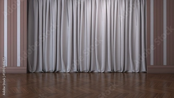 Fototapeta Empty room with wall background. 3D illustration, 3D rendering	