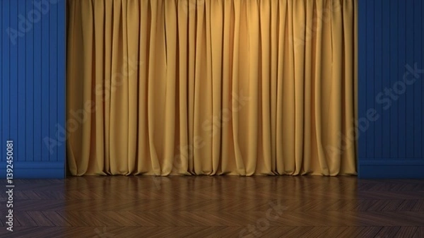 Fototapeta Empty room with wall background. 3D illustration, 3D rendering	