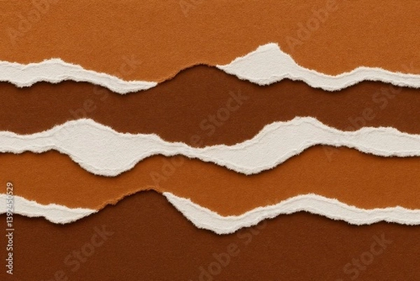Fototapeta Abstract layered background made of torn brown cardboard paper with soft textured edges. Concept of artistic creativity, eco-friendly packaging, and visual communication design.