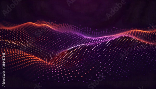 Fototapeta Futuristic point wave abstract background, Ai technology