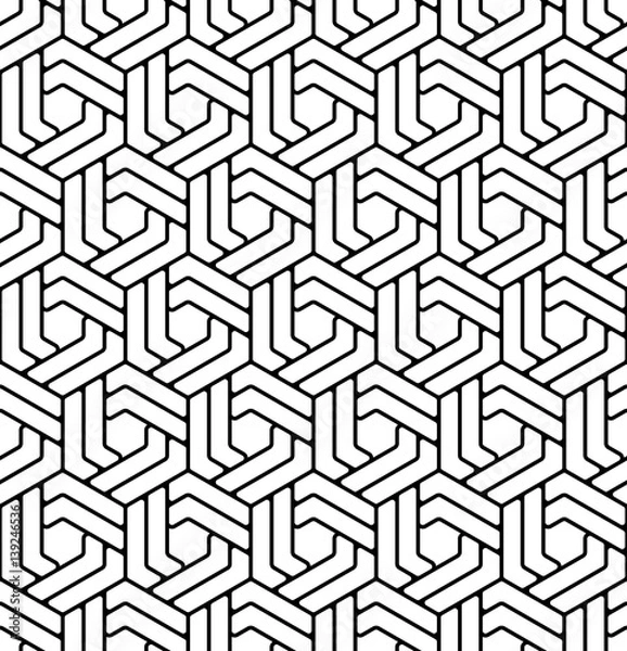 Fototapeta Vector seamless pattern. Modern stylish texture. Monochrome geometric pattern with hexagonal tiles