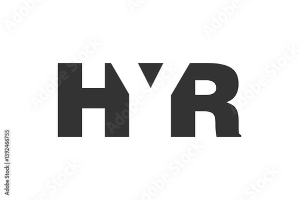 Fototapeta HYR logo design. Initial letter H Y R bold font style for tech startups, consulting, corporate branding. Creative company name, headlines typography identity, trendy logotype.