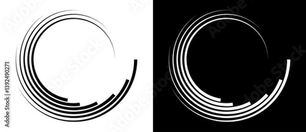 Fototapeta Abstract background with lines in circle  form. Art design spiral as logo or icon. A black figure on a white background and an equally white figure on the black side.